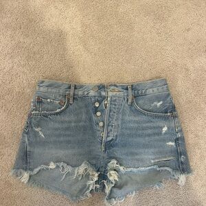 Agolde Blue Jean Shorts Distressed Casual